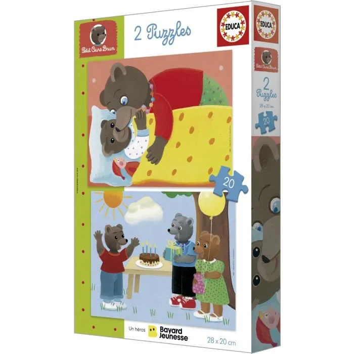 Educa - Ensemble de 2 Puzzles 20 Pièces Petit Ours Brun - Puzzle en Carton Recyclé pour Enfants Dès 4 Ans (28 x 20 cm) Educa - Ensemble de 2 Puzzles 20 Pièces Petit Ours Brun - Puzzle en Carton Recyclé pour Enfants Dès 4 Ans (28 x 20 cm)