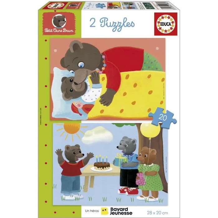 Educa - Ensemble de 2 Puzzles 20 Pièces Petit Ours Brun - Puzzle en Carton Recyclé pour Enfants Dès 4 Ans (28 x 20 cm) Educa - Ensemble de 2 Puzzles 20 Pièces Petit Ours Brun - Puzzle en Carton Recyclé pour Enfants Dès 4 Ans (28 x 20 cm)