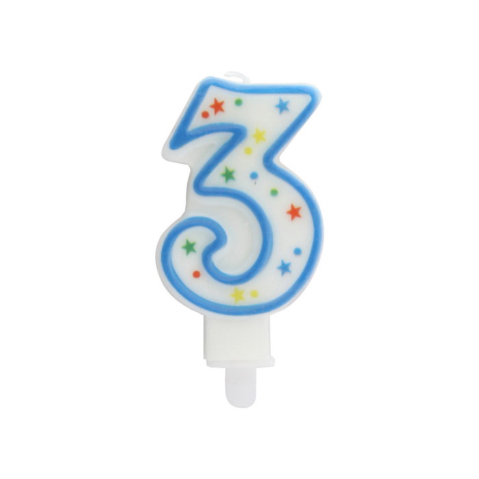 Party Time Bougie Anniversaire Chiffre 3 Décorée Party Time Bougie Anniversaire Chiffre 3 Décorée