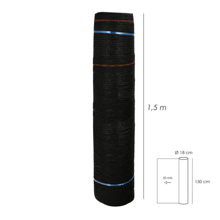 SATURNIA Filet d'ombrage Noir 1,5 m x 50 m