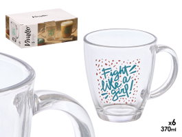VIVALTO Tasse en verre Fight Girl 370ml Transparente-Azul
