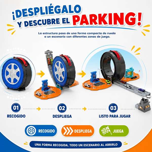 JugaToys Parking en forme de roue avec 1 voiture