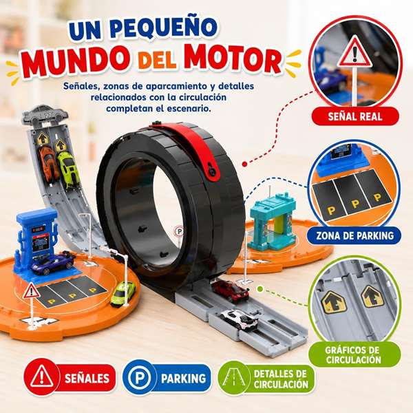 JugaToys Parking en forme de roue avec 1 voiture