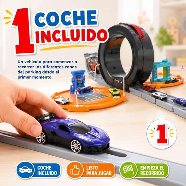 JugaToys Parking en forme de roue avec 1 voiture