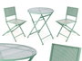 Ibergarden Set de table et 2 chaises vert métal 60x60x70.5 cm
