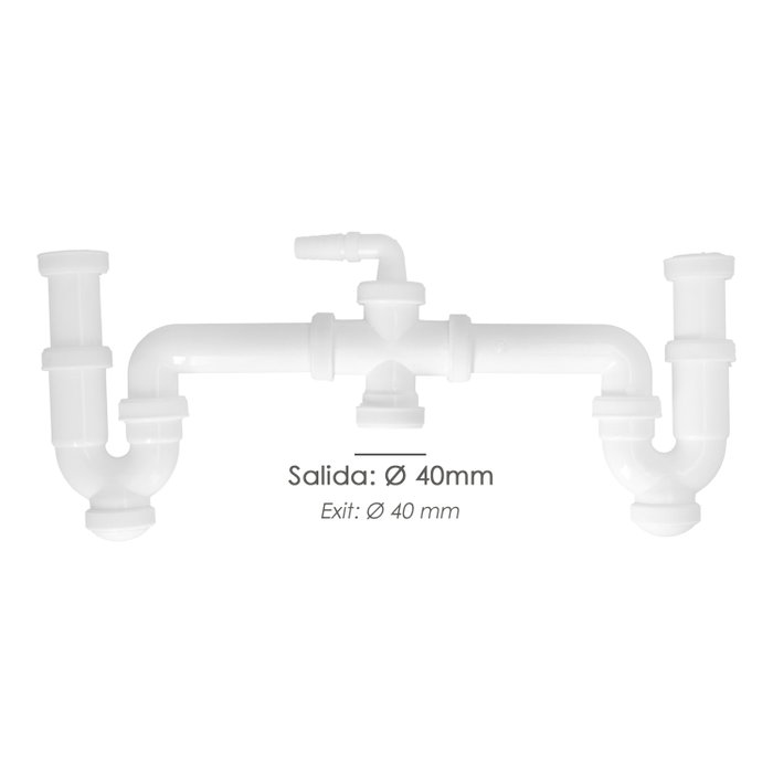ABRISA Siphon Double avec Raccord 1 1/2'' Sortie Ø 40 mm Extralong