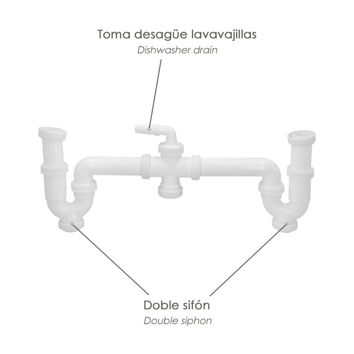 ABRISA Siphon Double avec Raccord 1 1/2'' Sortie Ø 40 mm Extralong
