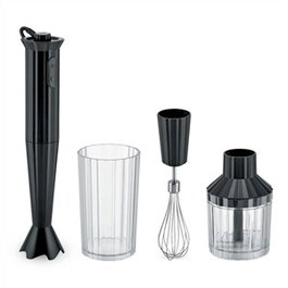 Alessi MDL10S B Batteur à main plissé - Kit complet avec fouet inox, mixeur et bol - Noir
