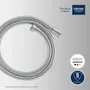 GROHE - Flexible de douche annelé VitalioFlex 1,25 m en métal Long-Life - Réf. 22106000 - Finition chromée brillante - Prise moletée