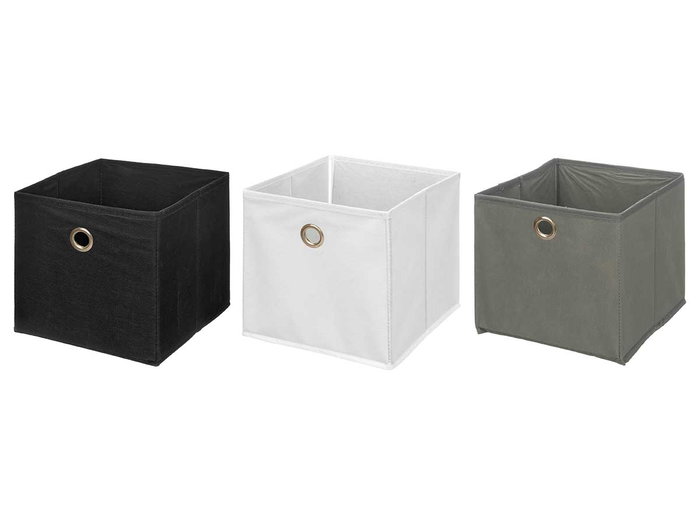 Kipit Boîte de Rangement Pliable 20x20x20 cm Tissu Non Tissé et Carton Blanc/Gris/Noir Assorti (Set de 24)