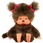 BANDAI Peluche Monchhichi l'Original Fille - Singe Marron 20 cm - Doudou et Déco Adorable Enfant