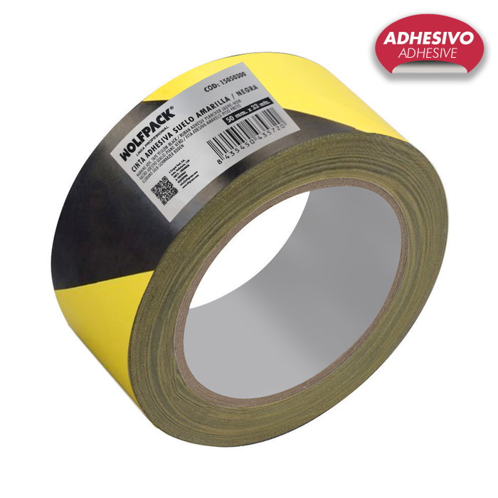 WOLFPACK LINEA PROFESIONAL Ruban adhésif de signalisation jaune et noir 33 m x 50 mm WOLFPACK LINEA PROFESIONAL Ruban adhésif de signalisation jaune et noir 33 m x 50 mm