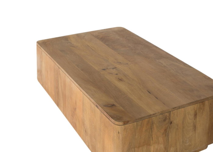 GINER Y COLOMER Table basse en bois de manguier naturel avec coins arrondis - Design moderne et épuré