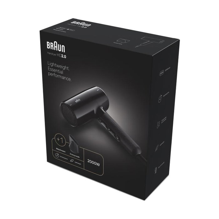 Braun Haircare Séchoir Cheveux HD200E Noir (BRHD200E) - Sèche-cheveux Professionnel