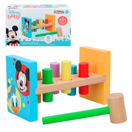 WOOMAX - Marteau - Baby Disney - Jeu de construction en bois - 8 pièces - 22 cm - Dès 12 mois