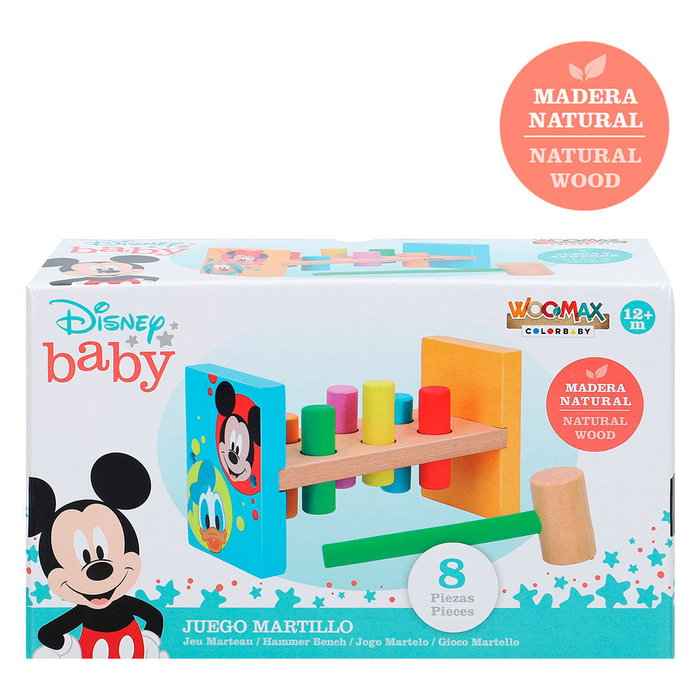 WOOMAX - Marteau - Baby Disney - Jeu de construction en bois - 8 pièces - 22 cm - Dès 12 mois WOOMAX - Marteau - Baby Disney - Jeu de construction en bois - 8 pièces - 22 cm - Dès 12 mois