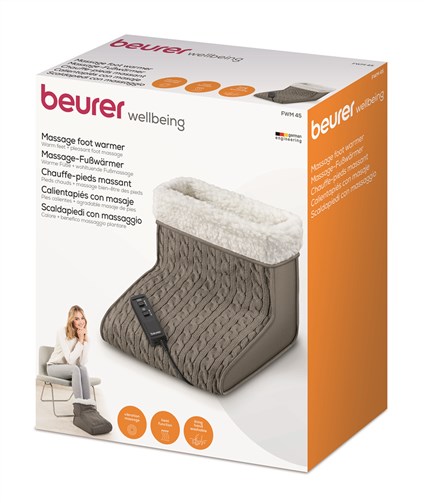 Beurer FWM-45 Chauffant pour Pieds avec Fonction Massage Relaxant ou Revitalisant - Niveaux de Température Réglables - En Peluche Lavable