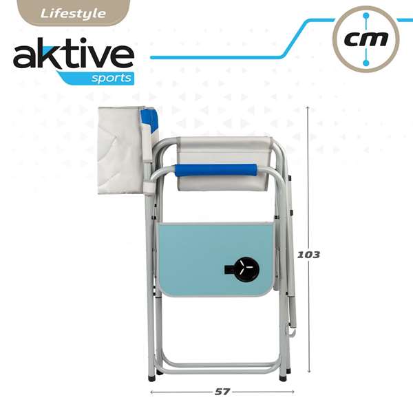 Color Baby - Silla plegable XL de director - Chaise pliante directrice en acier XL avec poche et table auxiliaire - Dimensions 58x57x103 cm