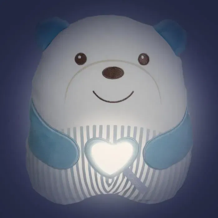 Chicco - Peluche Ourson Doudou avec Veilleuse et Sons Relaxants - Bleu - Pour Bébé dès la Naissance - Lavable en Machine