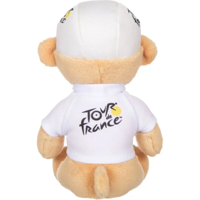 Gipsy Toys - Peluche officielle Tour de France - Ours avec maillot et casquette meilleur jeune vainqueur blanc - 15 cm