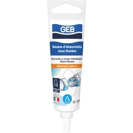 GEB - Résine d'étanchéité tout fluide pour raccords métalliques - Compatible eau potable - Tube de 20 ml