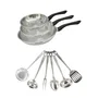 Fackelmann Set de 3 Poêles Inox 18/8 sans PFAS (20, 24, 28 cm) + 6 Ustensiles - Induction & Four 150°C - Culottage requis - Garantie 3 ans
