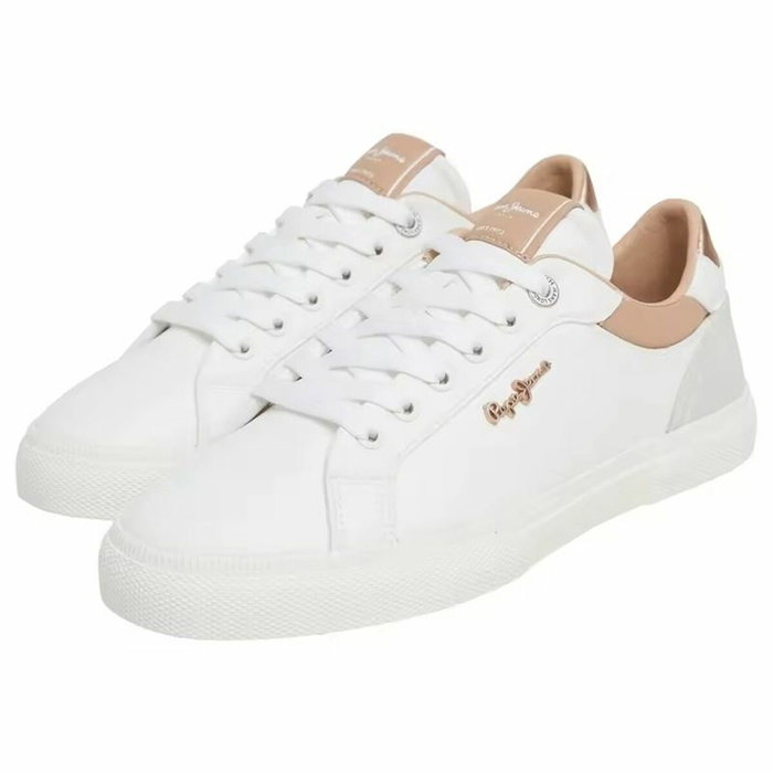 Chaussures de sport pour femme Pepe Jeans Kenton Court Golden Blanc
