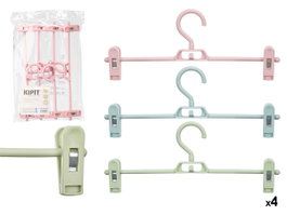 Kipit Lot de 4 Cintres à Pinces - Assortiment de 3 Couleurs - Plastique et Métal - 34 x 5,5 x 21 cm (Set de 24)
