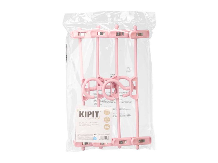 Kipit Lot de 4 Cintres à Pinces - Assortiment de 3 Couleurs - Plastique et Métal - 34 x 5,5 x 21 cm (Set de 24)