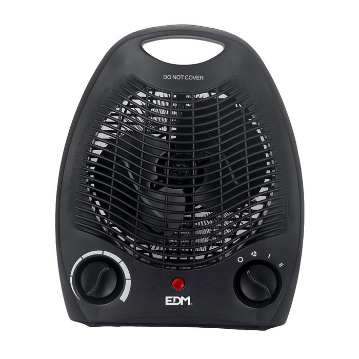Edm Radiateur soufflant compact 1000-2000 W noir 21 x 12,5 x 27 cm avec protection surchauffe