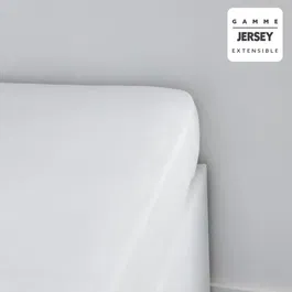 Today Essential - Drap housse 160 x 200+25 cm 1 personne - 100% Coton jersey - Couleur Craie