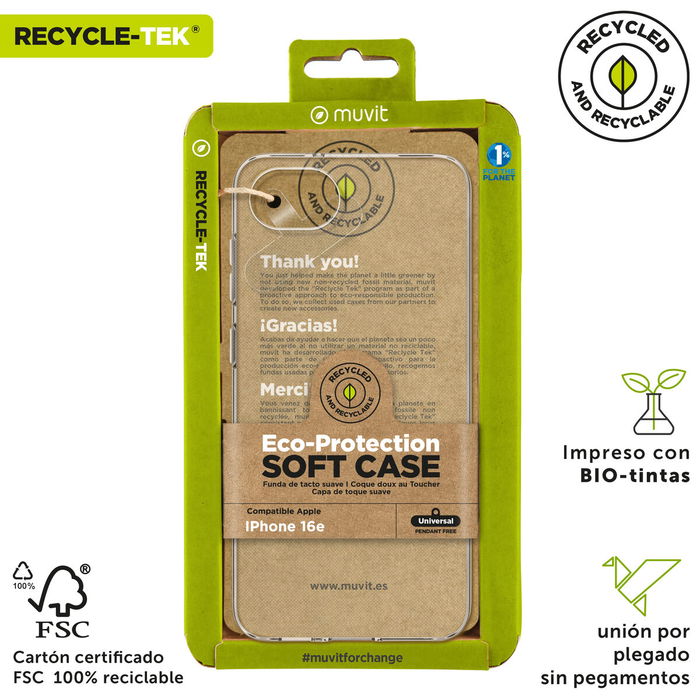 Protection pour téléphone portable Muvit for Change IPhone 16e Transparent