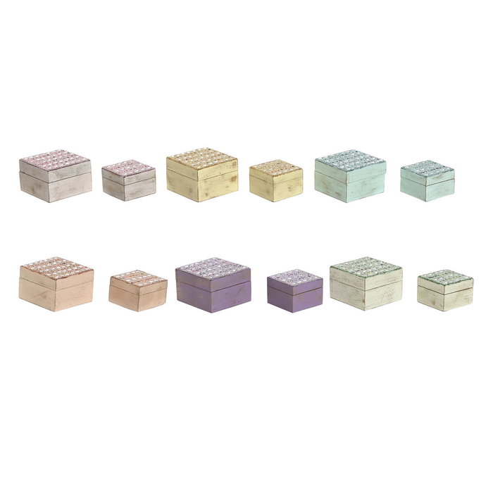 Boîte à bijoux Home ESPRIT Multicouleur Bois de manguier 10 x 10 x 6 cm (2 Pièces) (6 Unités) Boîte à bijoux Home ESPRIT Multicouleur Bois de manguier 10 x 10 x 6 cm (2 Pièces) (6 Unités)
