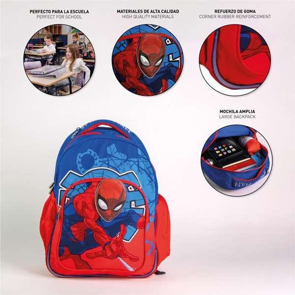 Cerdá Sac à dos scolaire Spider-Man, taille moyenne 42 cm, dimensions 3.3 x 4.2 x 42.0 cm, âge minimum 3 ans, couleur bleue Cerdá Sac à dos scolaire Spider-Man, taille moyenne 42 cm, dimensions 3.3 x 4.2 x 42.0 cm, âge minimum 3 ans, couleur bleue