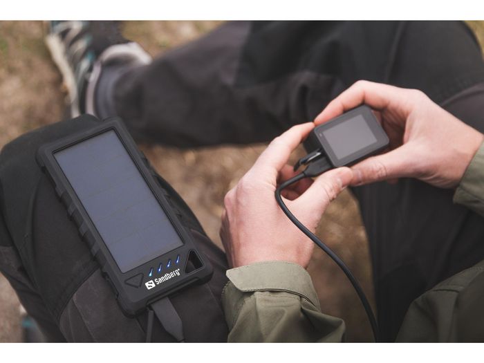 Sandberg Powerbank Portable Solaire Exterieur 16000 mAh - Chargeur USB avec Panneau Solaire, Étanche IP67, 2 Ports Sandberg Powerbank Portable Solaire Exterieur 16000 mAh - Chargeur USB avec Panneau Solaire, Étanche IP67, 2 Ports