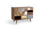 GINER Y COLOMER Commode en bois de manguier avec 5 tiroirs et 2 niches - 80x110x40 cm - Buffet de rangement naturel avec finition texturée