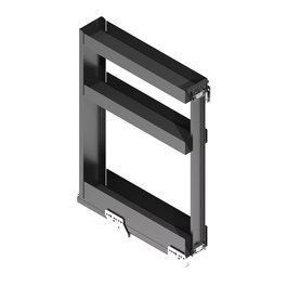 MENAGE CONFORT Botellero Módulo Extraíble Alto Nova Flat - 3 Bandejas, Finition Anthracite, Guías Grass à Fermeture Amortie et Extraction Totale, Charge 40 kg