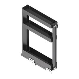 MENAGE CONFORT Botellero Alto Nova Flat, Module 150, Extractible, Finition Anthracite, 3 Plateaux, Rails Grass avec Fermeture Amortie