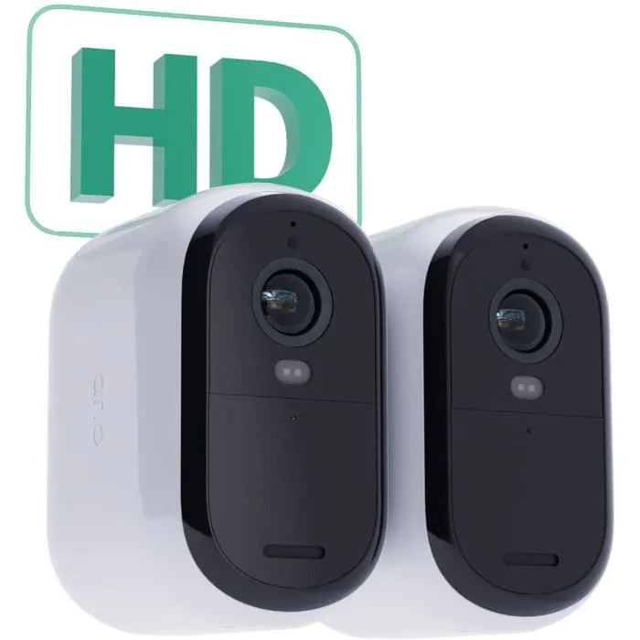 Arlo Essential 2 FHD XL - Pack de 2 caméras de sécurité extérieures sans fil avec batterie et vision nocturne