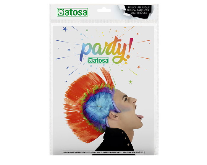 Perruque Punk Crête Multicolore 100 g - Style Rebelle pour Fêtes et Concerts