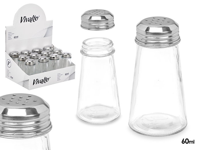 Vivalto Salière en Cristal Conique Transparente 5.5 x 10.5 x 5.5 cm (Set de 48) Vivalto Salière en Cristal Conique Transparente 5.5 x 10.5 x 5.5 cm (Set de 48)
