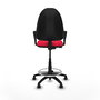 Tabouret Aýna taburete Contact permament de base Tissu Rouge Structure polyamide noire Accoudoirs fixes Sans appui-tête Roulettes pour moquette