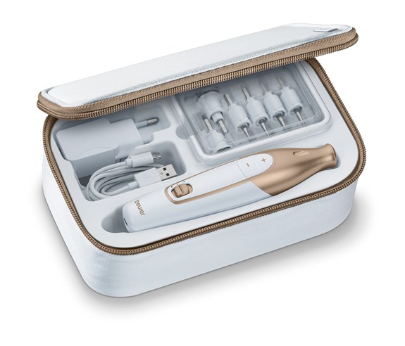 Beurer MP-64 Set de Manucure et Pédicure Professionnel avec Lumière LED et Batterie au Lithium - 10 Accessoires, Mango Ergonomique, 3 Vitesses