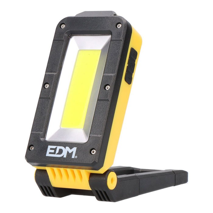 Edm Lampe de travail LED rechargeable 500lm avec base pivotante 180°, batterie lithium 2000mAh, IP44, crochet et aimant Edm Lampe de travail LED rechargeable 500lm avec base pivotante 180°, batterie lithium 2000mAh, IP44, crochet et aimant