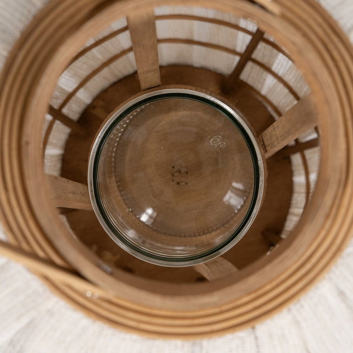 BigBuy Home Lanterne Beige Naturel Bambou Verre 36 x 36 x 56 cm BigBuy Home Lanterne Beige Naturel Bambou Verre 36 x 36 x 56 cm