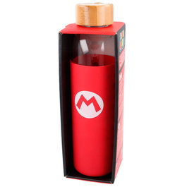 STOR Bouteille en verre Super Mario Bros Nintendo avec couverture en silicone 585 ml - En boîte cadeau