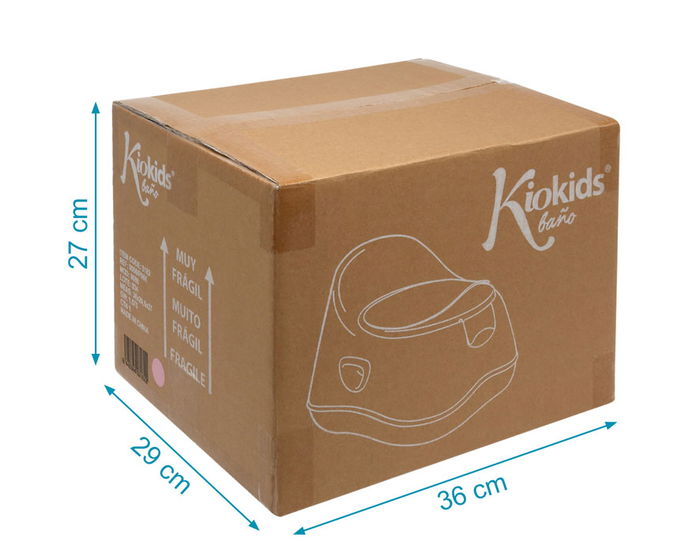 KioKids Pot de bébé d'apprentissage avec couvercle, poignées latérales, fond antidérapant et réceptacle amovible - Rosa y Gris, +12 mois