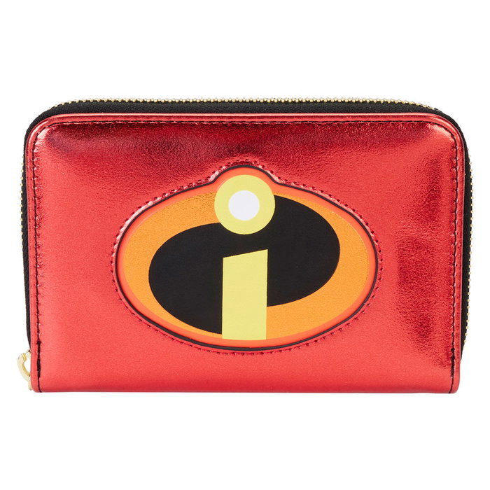 LOUNGEFLY Portefeuille 20e Anniversaire Les Indestructibles Disney Pixar en Cuir Vegan Métallisé avec Paillettes, Fermeture Éclair, 4 Fentes Cartes