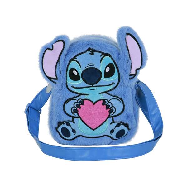 Karactermania Lilo et Stitch Sac bandoulière carré en peluche 21x18x10 cm - Sac à bandoulière pour enfant en polyester - Personnage Disney