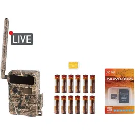 Num'Axes PIE1067 - Pack piège photographique avec mémoire 32 Go, résolution HD 720P (1280 x 720 pixels) et carte multi-opérateurs